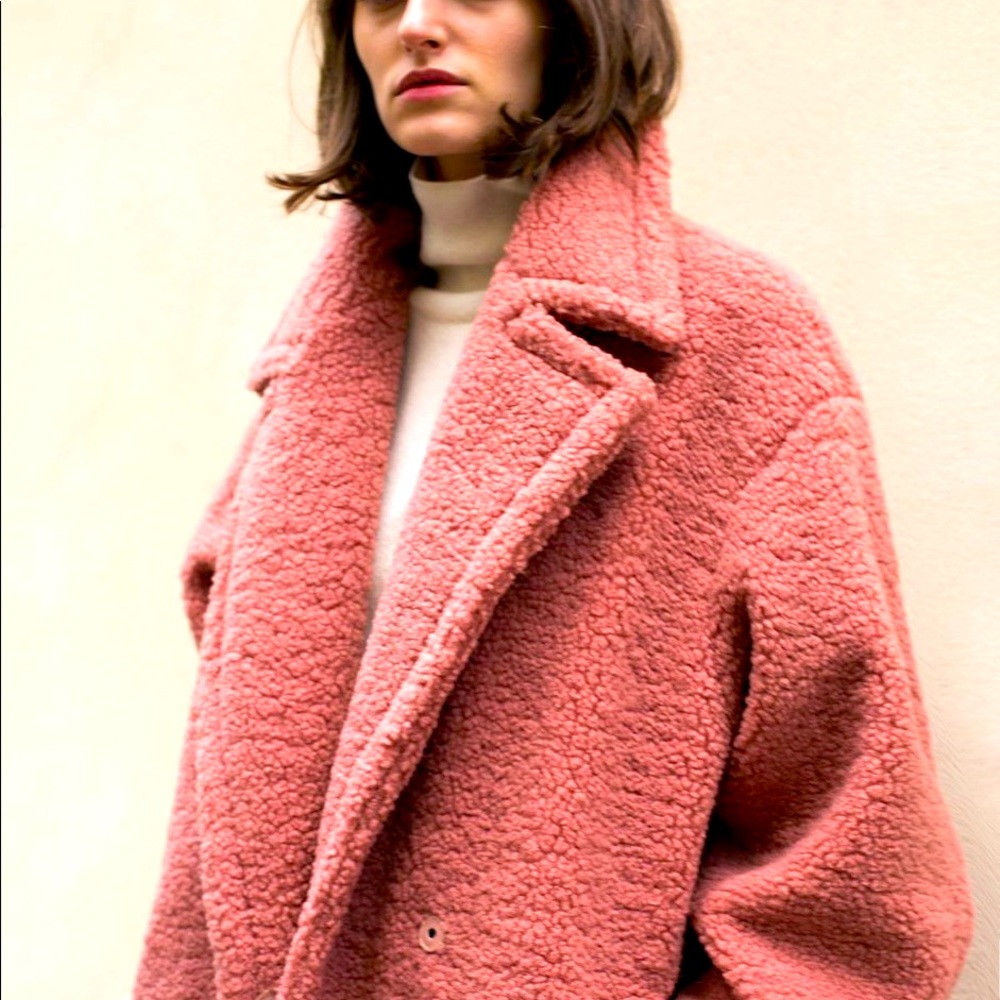 The Frankie Shop Soft Pink Teddy Coat